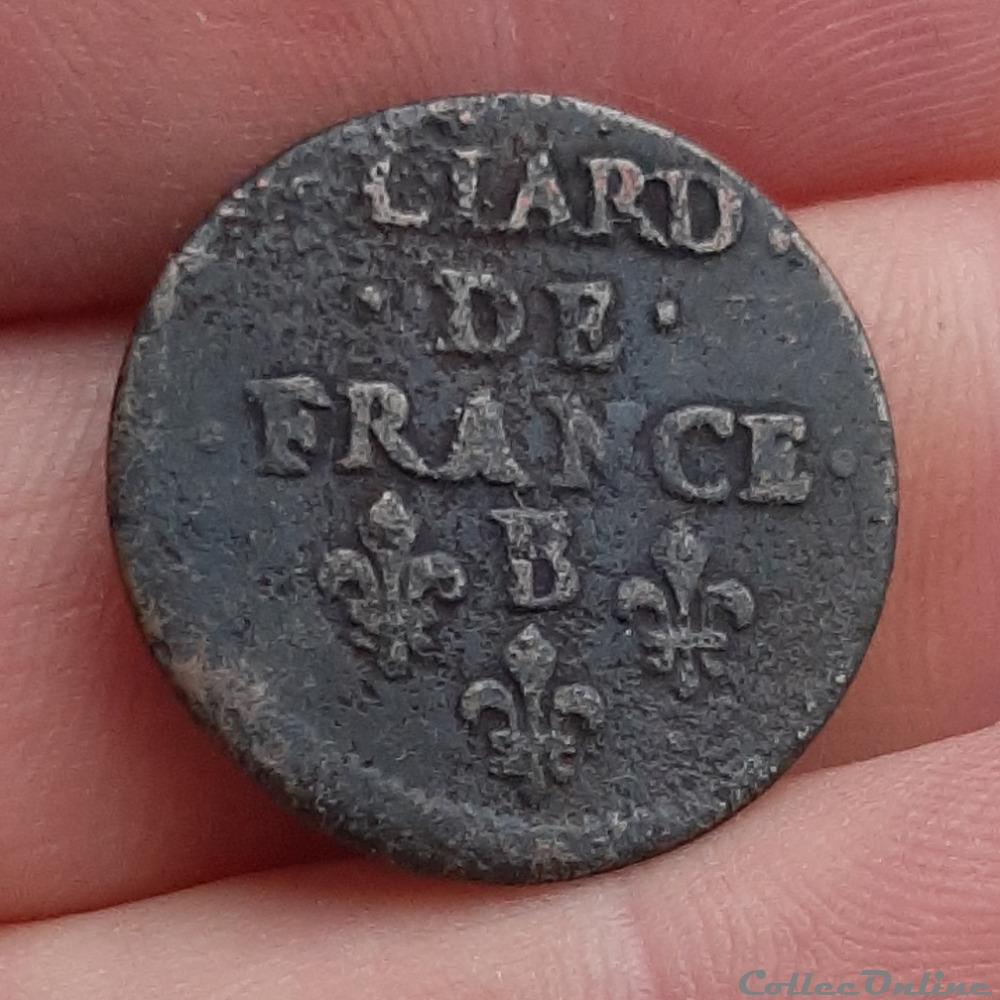 monnaies europe medievale france royales 1656 liard etoile et i pointe