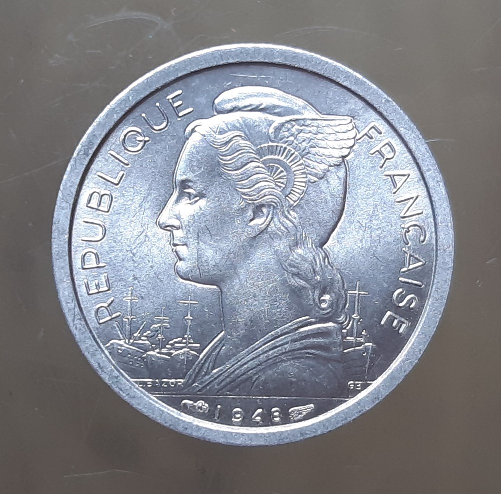 Ile de la Réunion – 1 franc 1948 monnaies colonies francaises ile de la reunion 1 franc 1948
