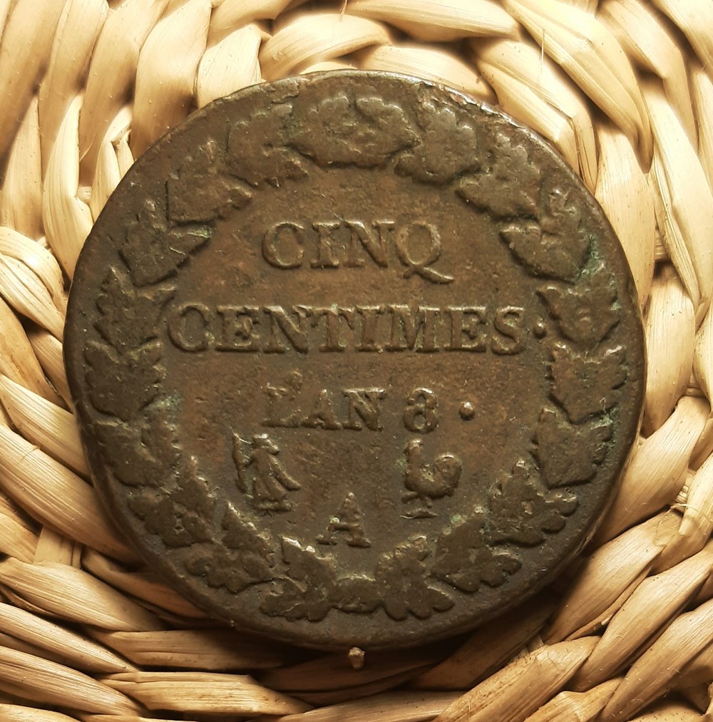 AN 8 A - 5 centimes monnaies monde france an 8 a 5 centimes