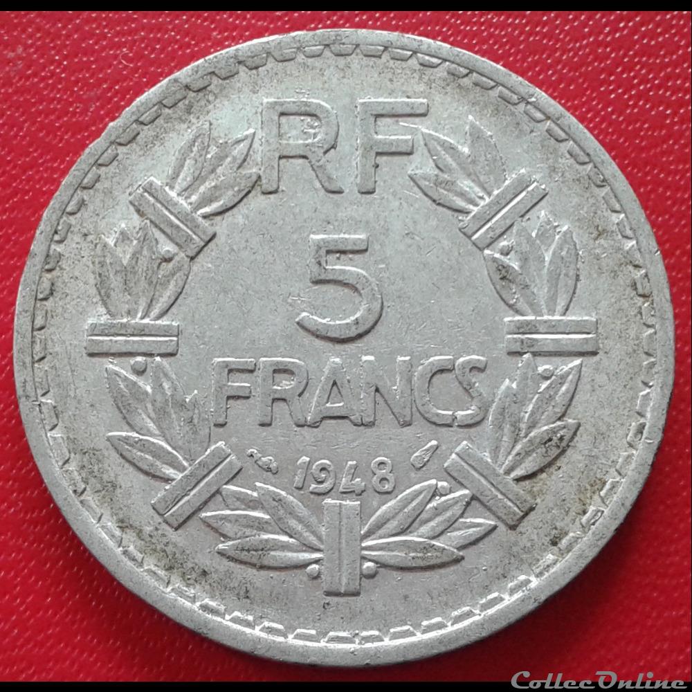 1948 - 5 francs - ALU - 9 ouvert monnaies monde france 1948 5 francs alu 9 ouvert