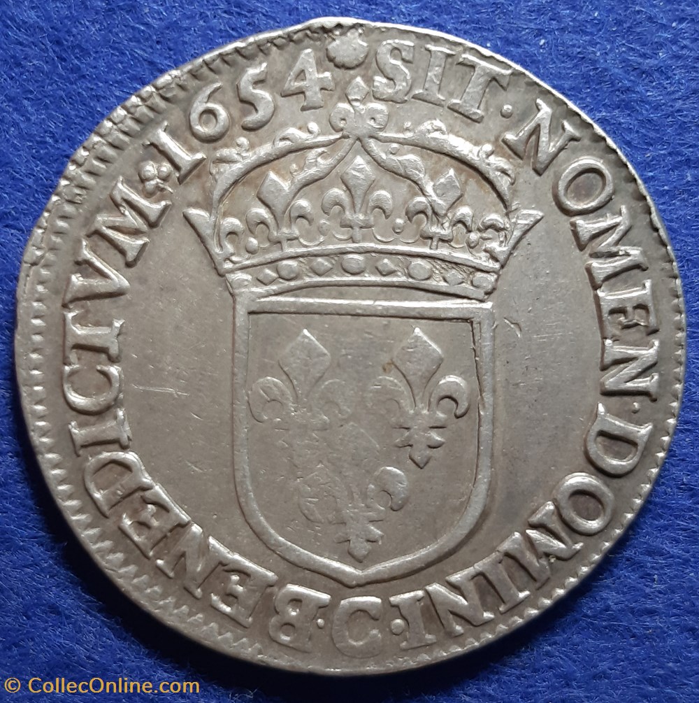 monnaies europe medievale france royales 1654 c 1 2 ecu a la meche longue louis xiv