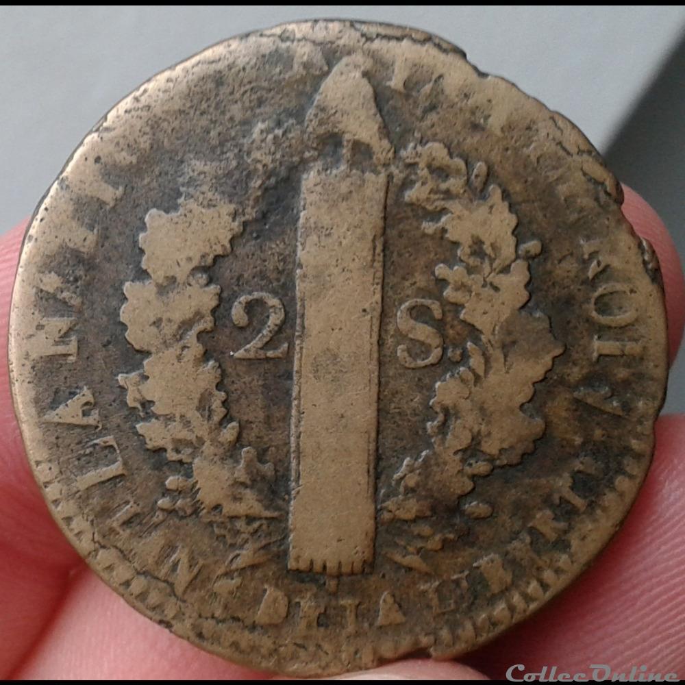 1792 W - 2 sols François monnaies france royales 1792 w 2 sols francois