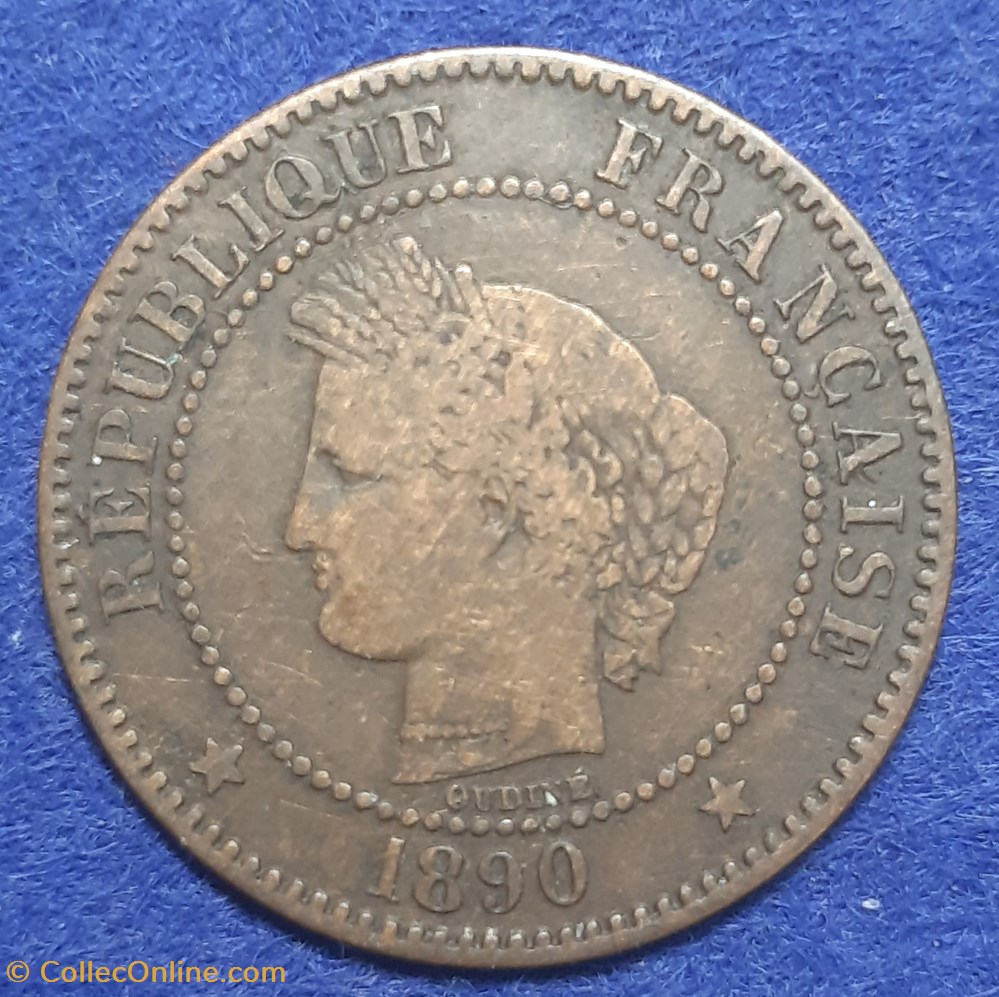 1890 A - 2 centimes monnaies monde france 1890 a 2 centimes