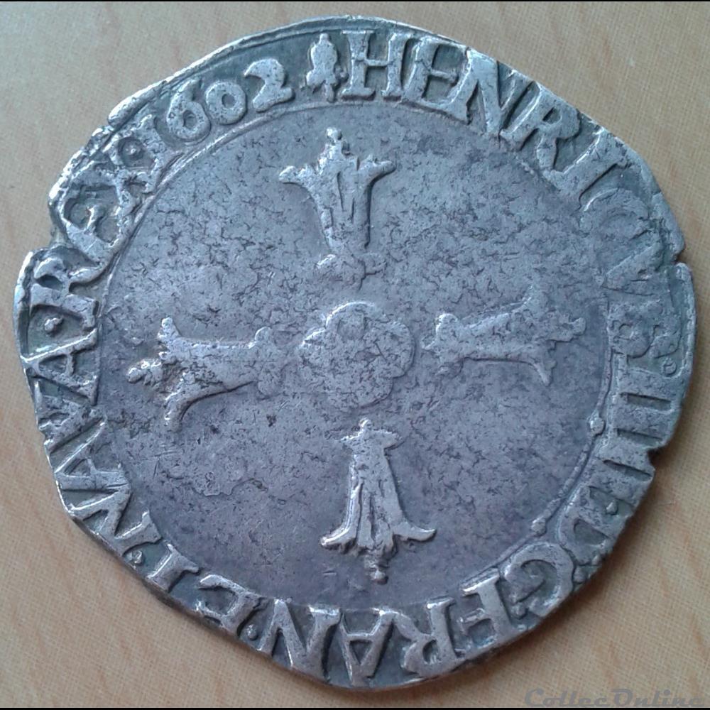 1602 H - 1/4 écu - Henri IV monnaies france a royales 1602 h 1 4 ecu henri iv