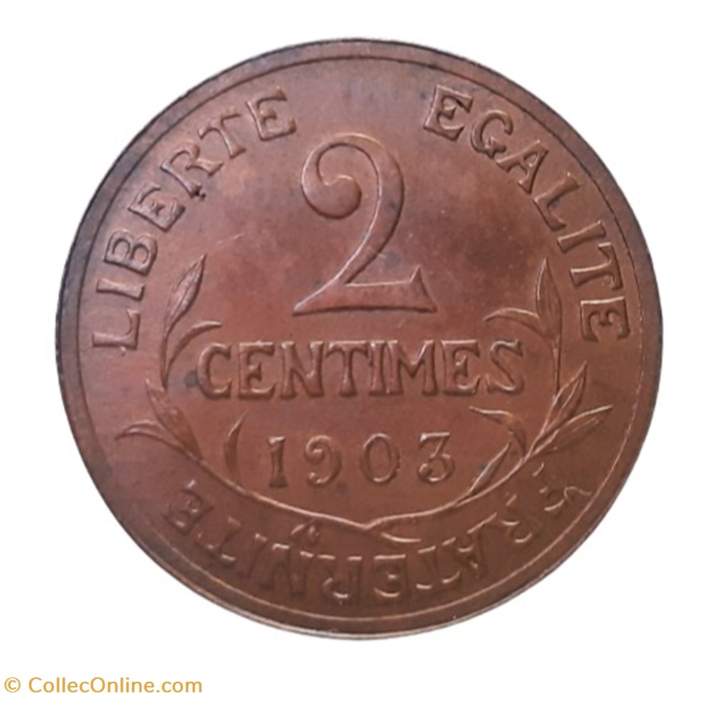 1903 - 2 centimes monnaies monde france 1903 2 centimes