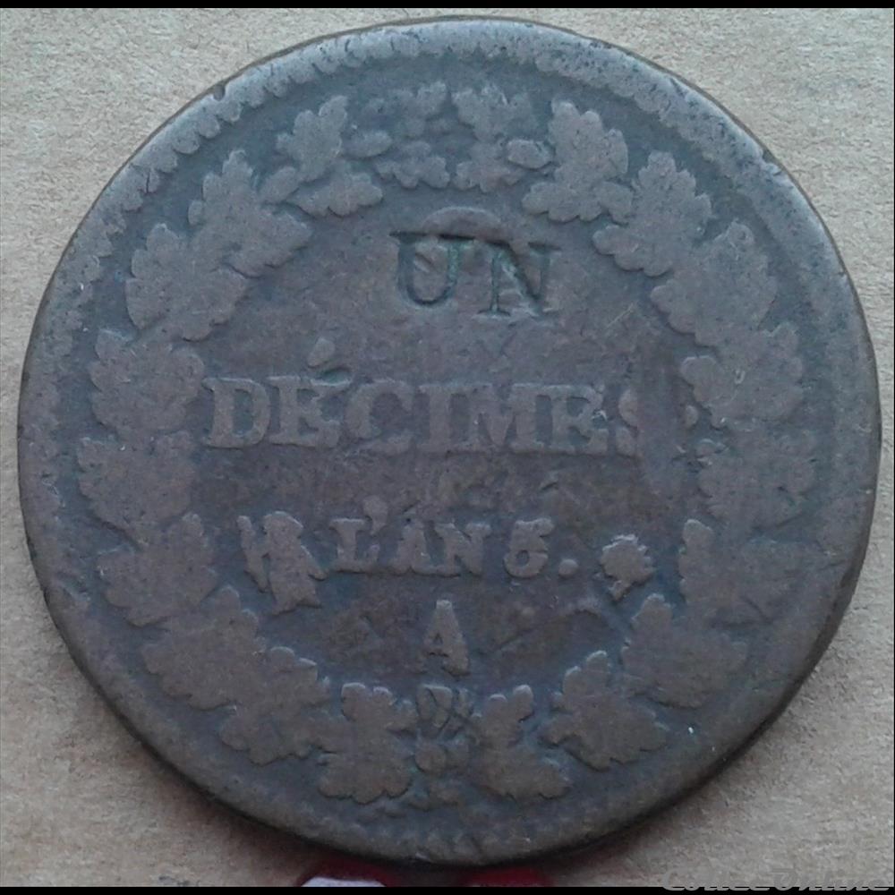 UN décime AN 5 A monnaie france italie un decime an 5 a