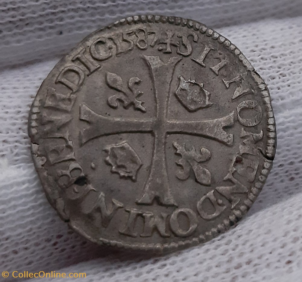 1587 - Douzain aux 2 H, 2ème type monnaies europe medievale france royales 1587 douzain aux 2 h 2eme type