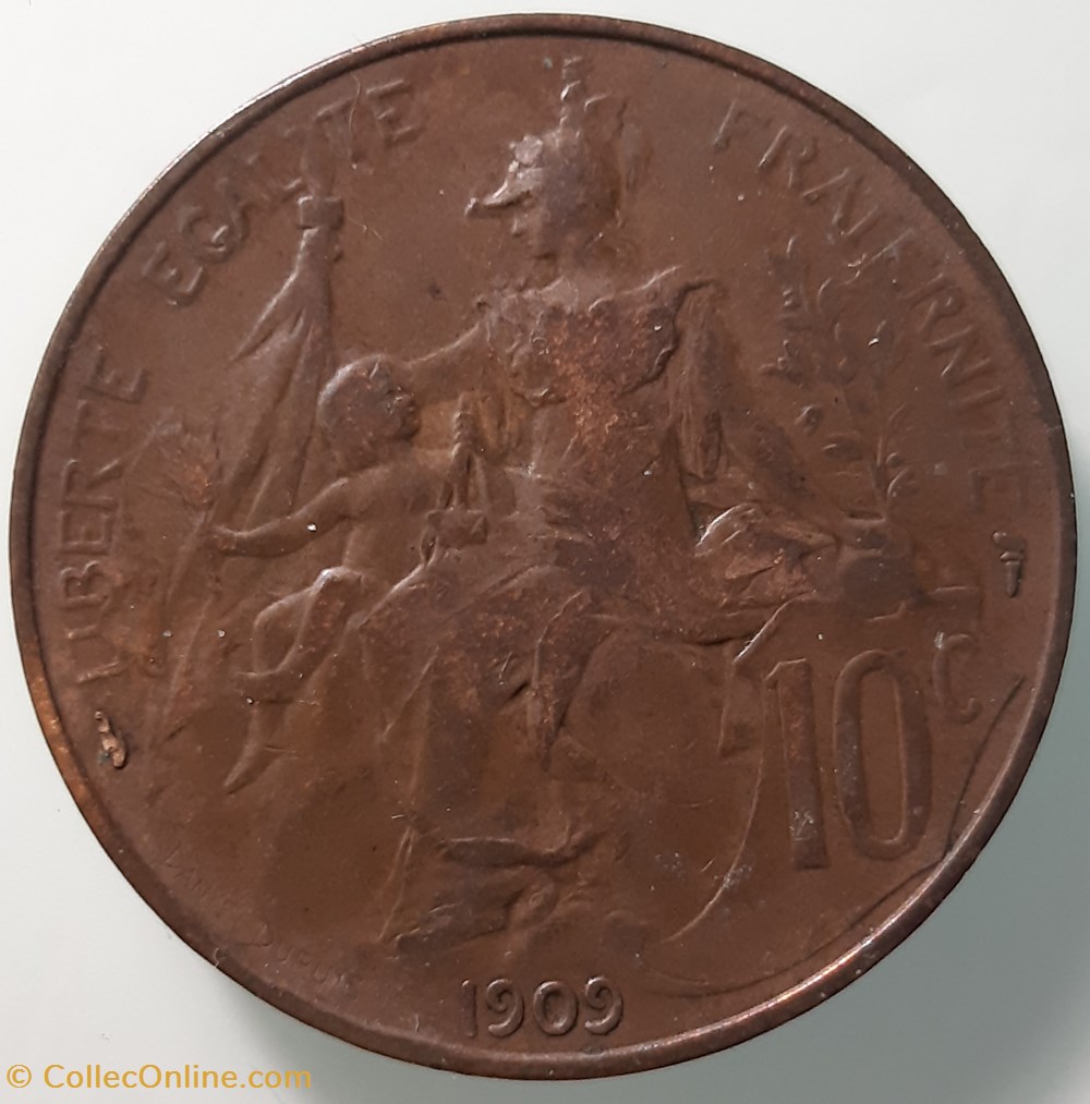 1909 - 10 centimes monnaies monde france 1909 10 centimes