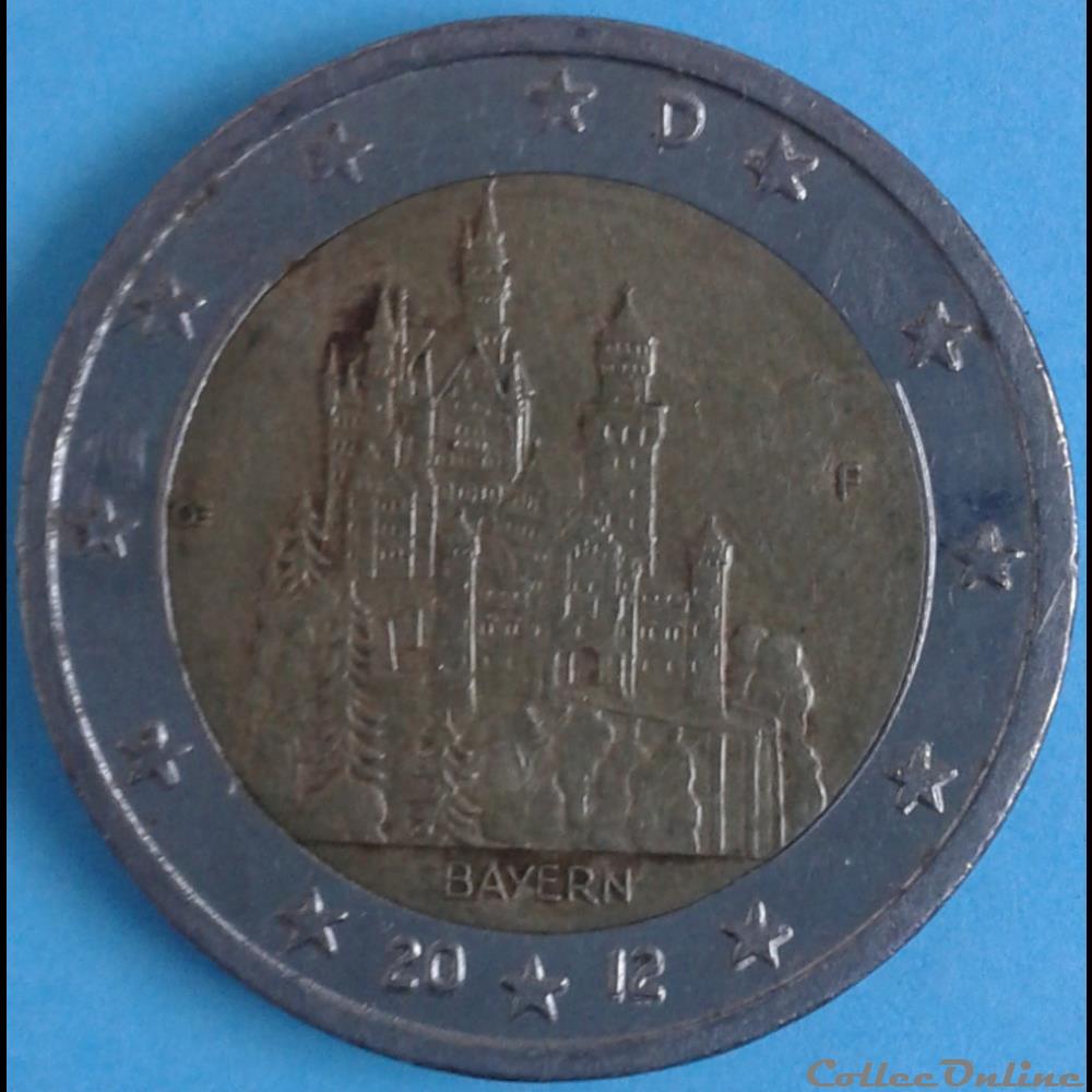 Allemagne - 2012 - D - 2 euros Chateau Neuschwanstein monnaie allemagne 2012 d 2 euros chateau neuschwanstein