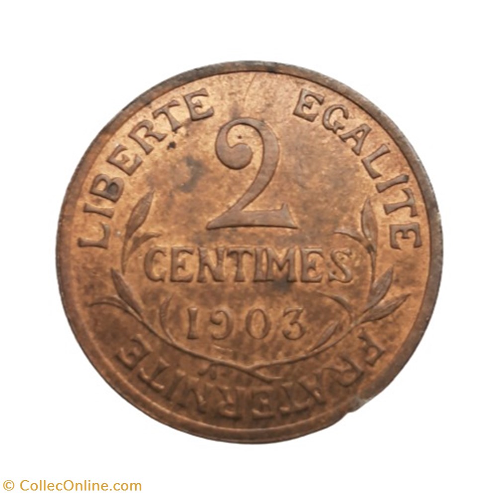 1903 - 2 centimes monnaies monde france 1903 2 centimes