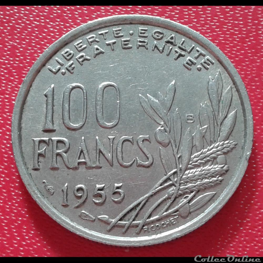 1955 B - 100 francs - ruban large monnaies france modernes 1955 b 100 francs ruban large