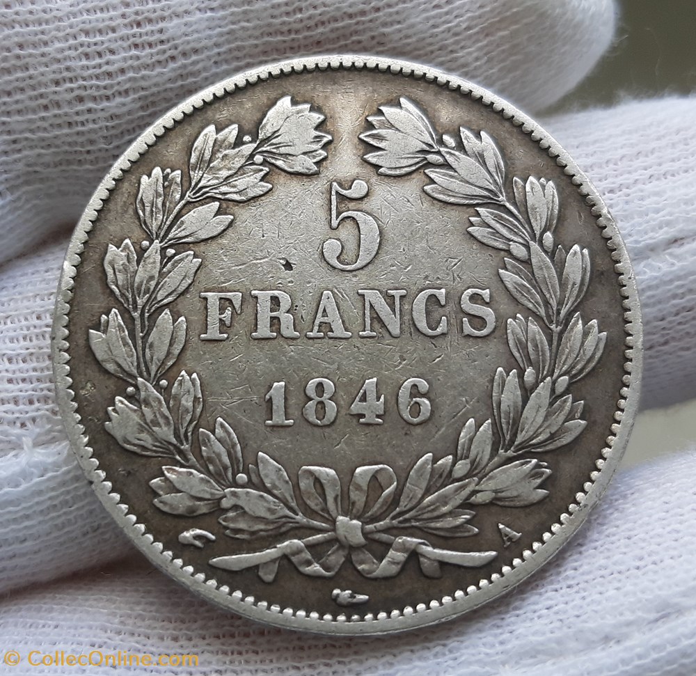 1846 A - 5 francs Louis Philippe Ier monnaies monde france 1846 a 5 francs louis philippe ier
