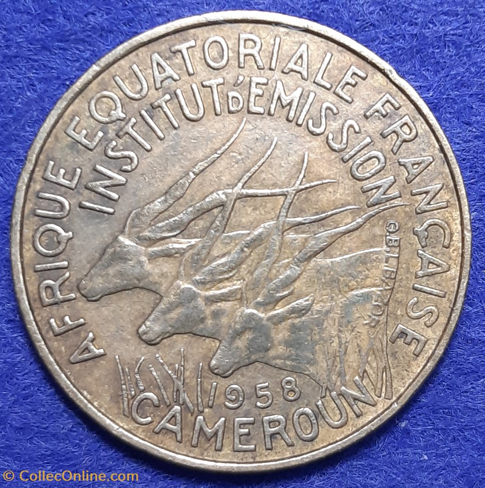 Cameroun - 5 francs 1958 monnaies monde cameroun 5 francs 1958