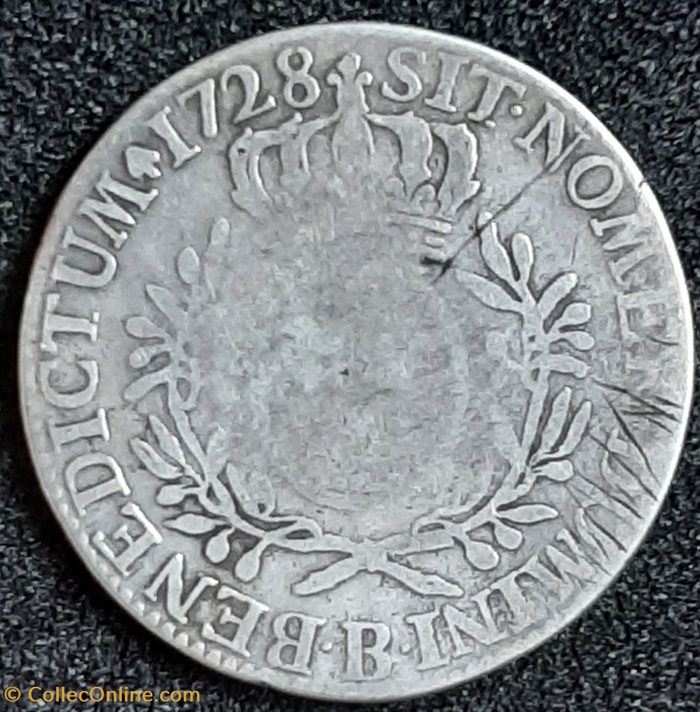 1728 - Ecu aux branches d'olivier monnaies europe medievale france royales 1728 ecu aux branches olivier