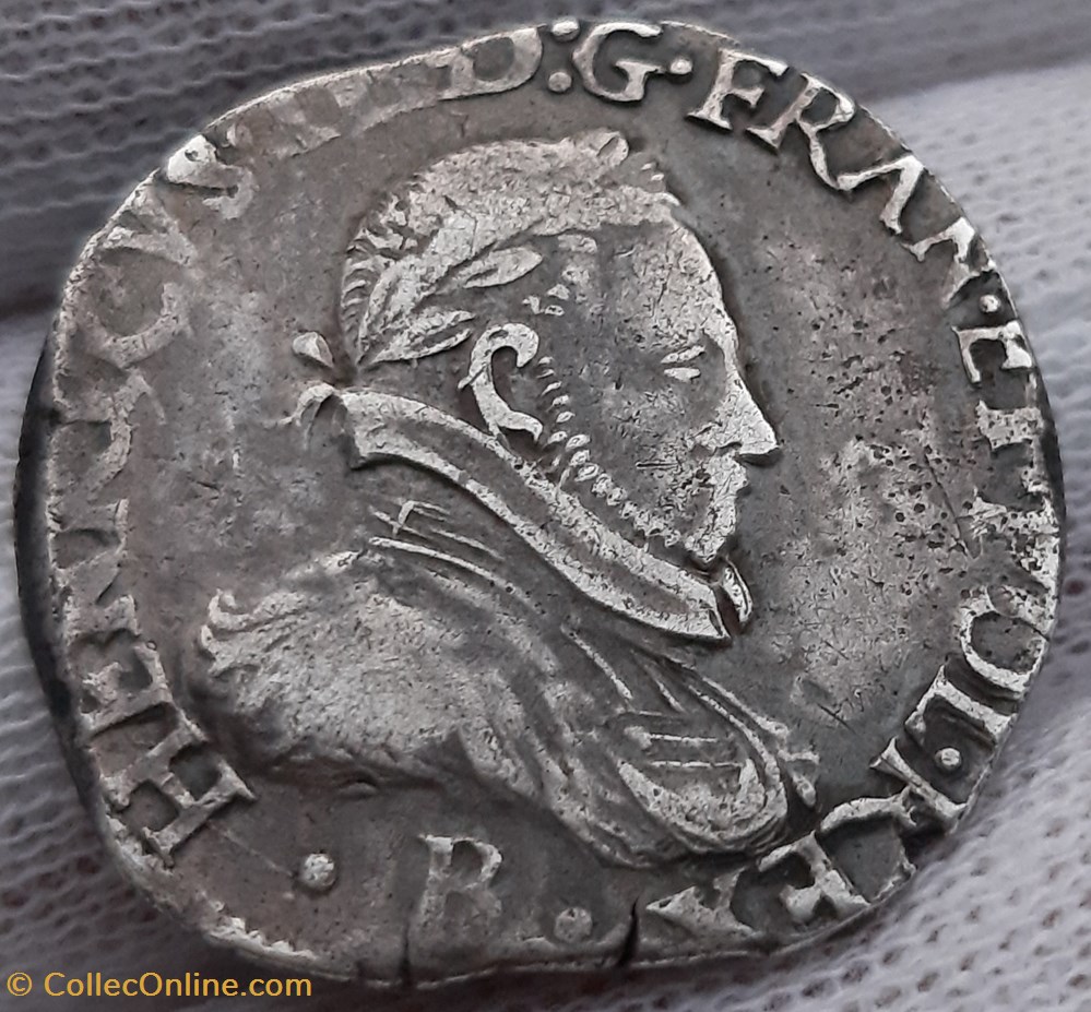 1575 - Teston au col plat monnaies europe medievale france royales 1575 teston au col plat