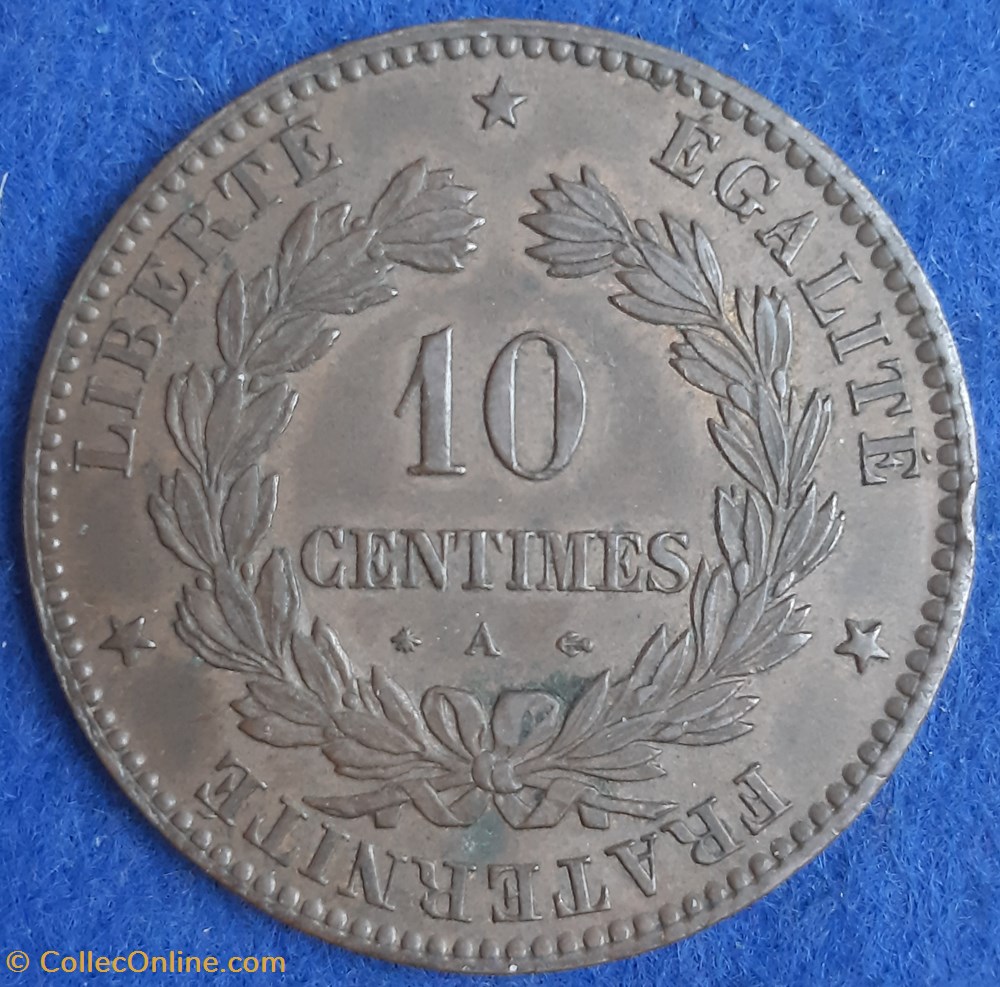 1872 A - 10 centimes monnaies monde france 1872 a 10 centimes