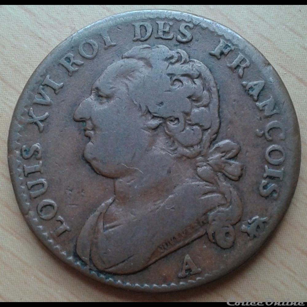 1793 A - 12 deniers monnaies france royales 1793 a 12 deniers