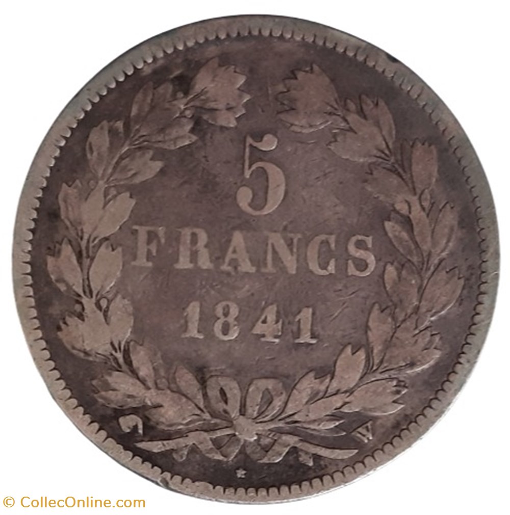 1841 W - 5 francs monnaies monde france 1841 w 5 francs