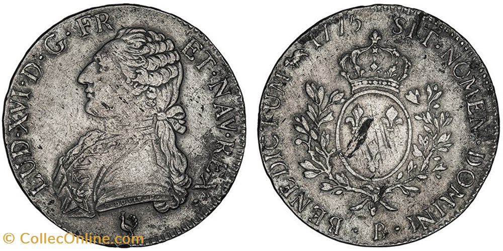1775 - Ecu aux rameaux d'olivier monnaies europe medievale france royales 1775 ecu aux rameaux olivier