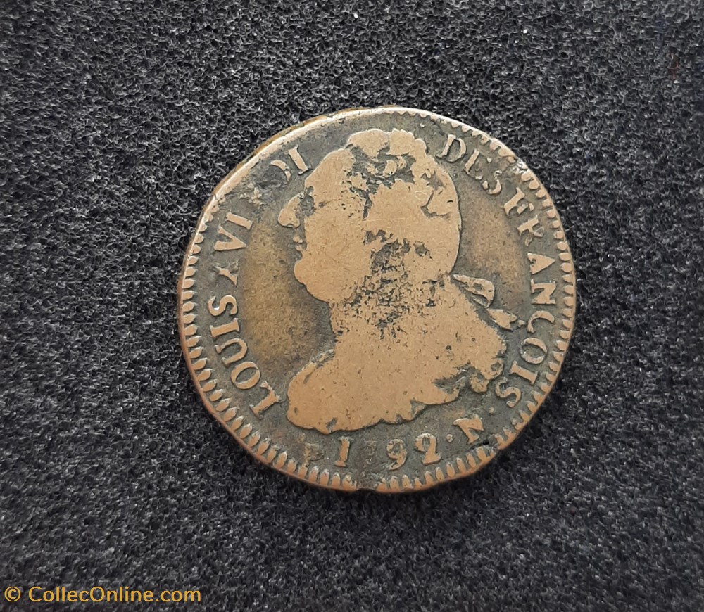 monnaies france modernes 1792 m 2 sols francois