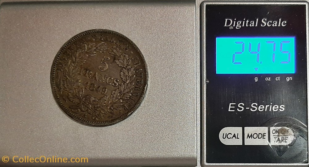 1849 A - 5 Francs 4 monnaies france 1849 a 5 francs