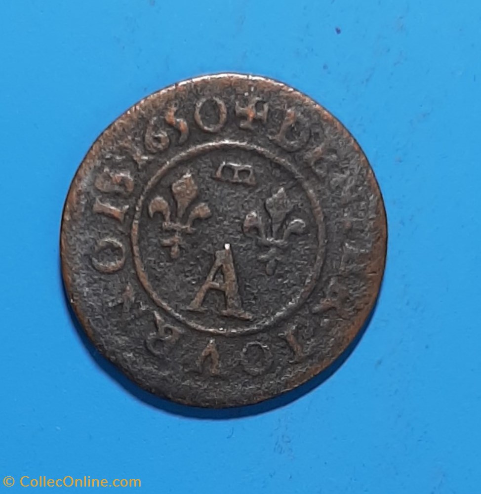 1650 - Denier tournois monnaie 1650 denier tournois