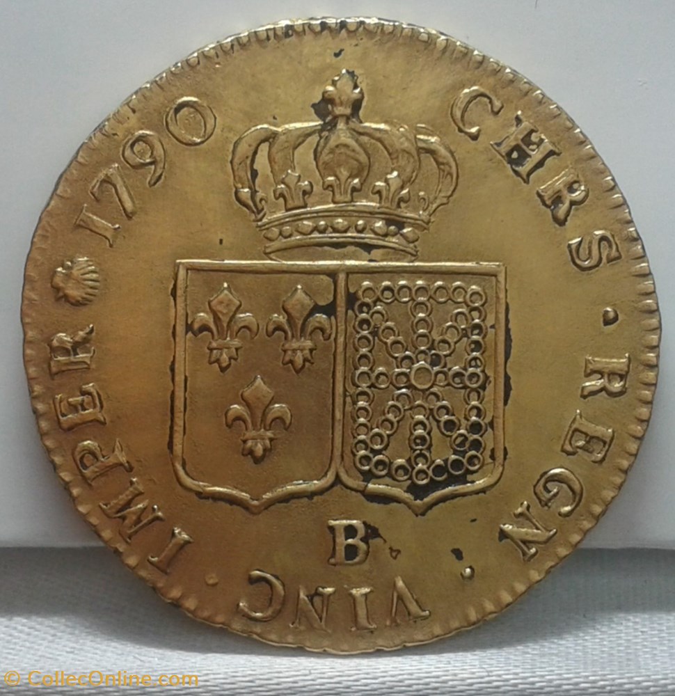 1790 - Double Louis d'or monnaies europe medievale a france royales 1790 double louis or