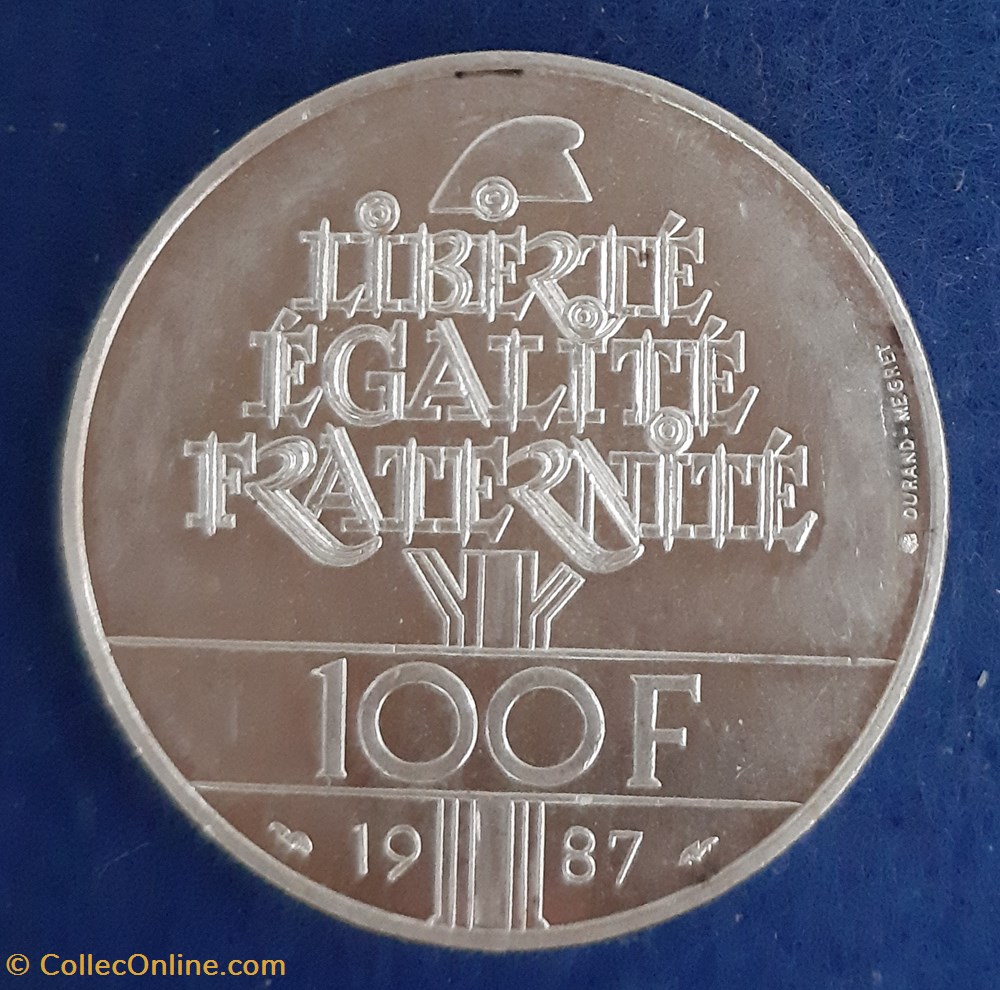 1987 - 100 francs commémorative monnaies monde france 1987 100 francs commemorative