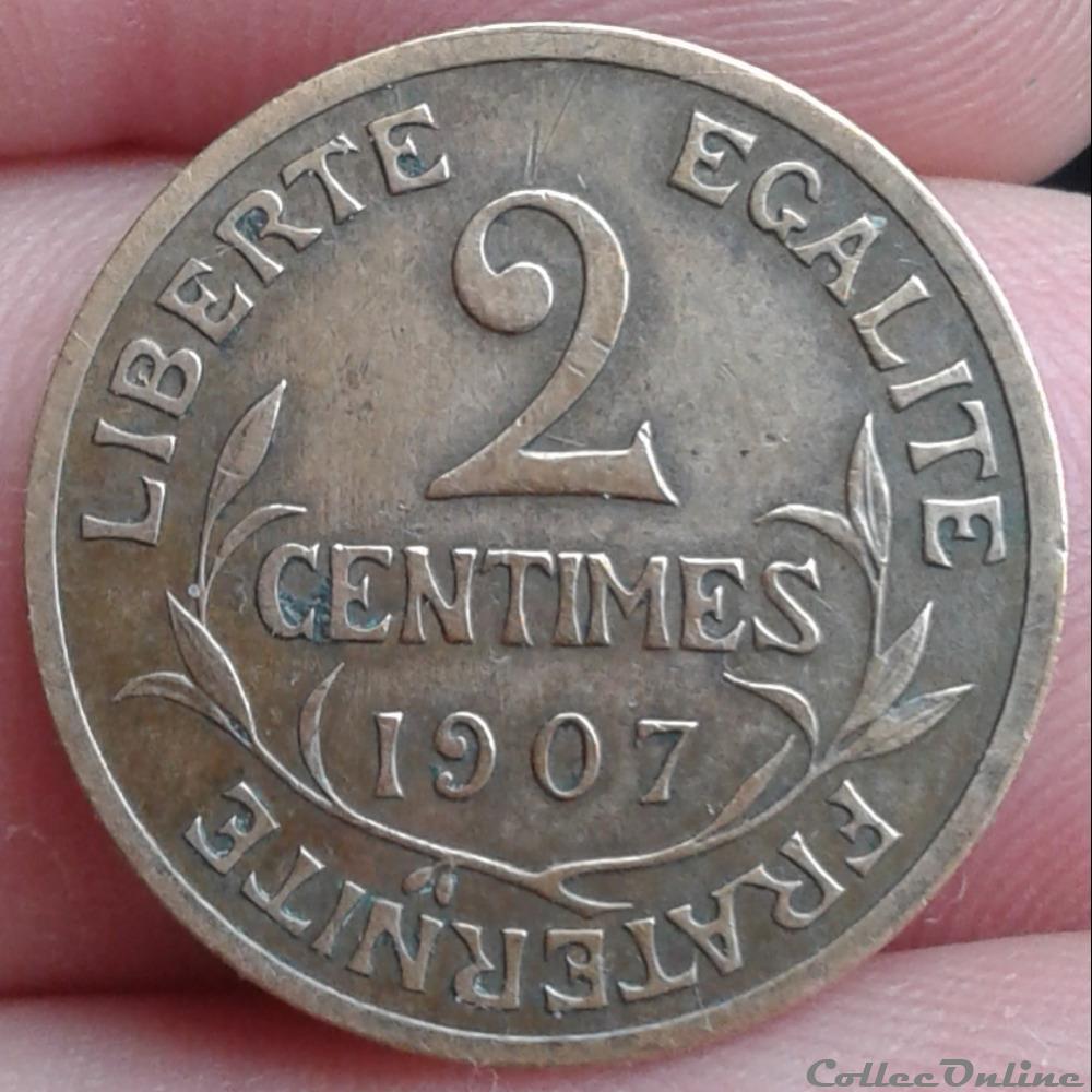 1907 - 2 centimes monnaie france a moderne 1907 2 centimes