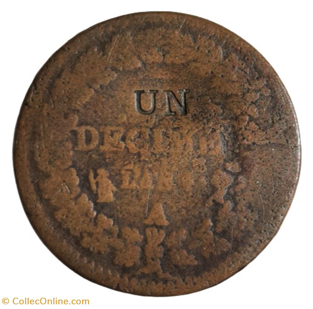 (1795-96) - UN DECIME L'AN 4 A monnaies monde france 1795 96 un decime an 4 a