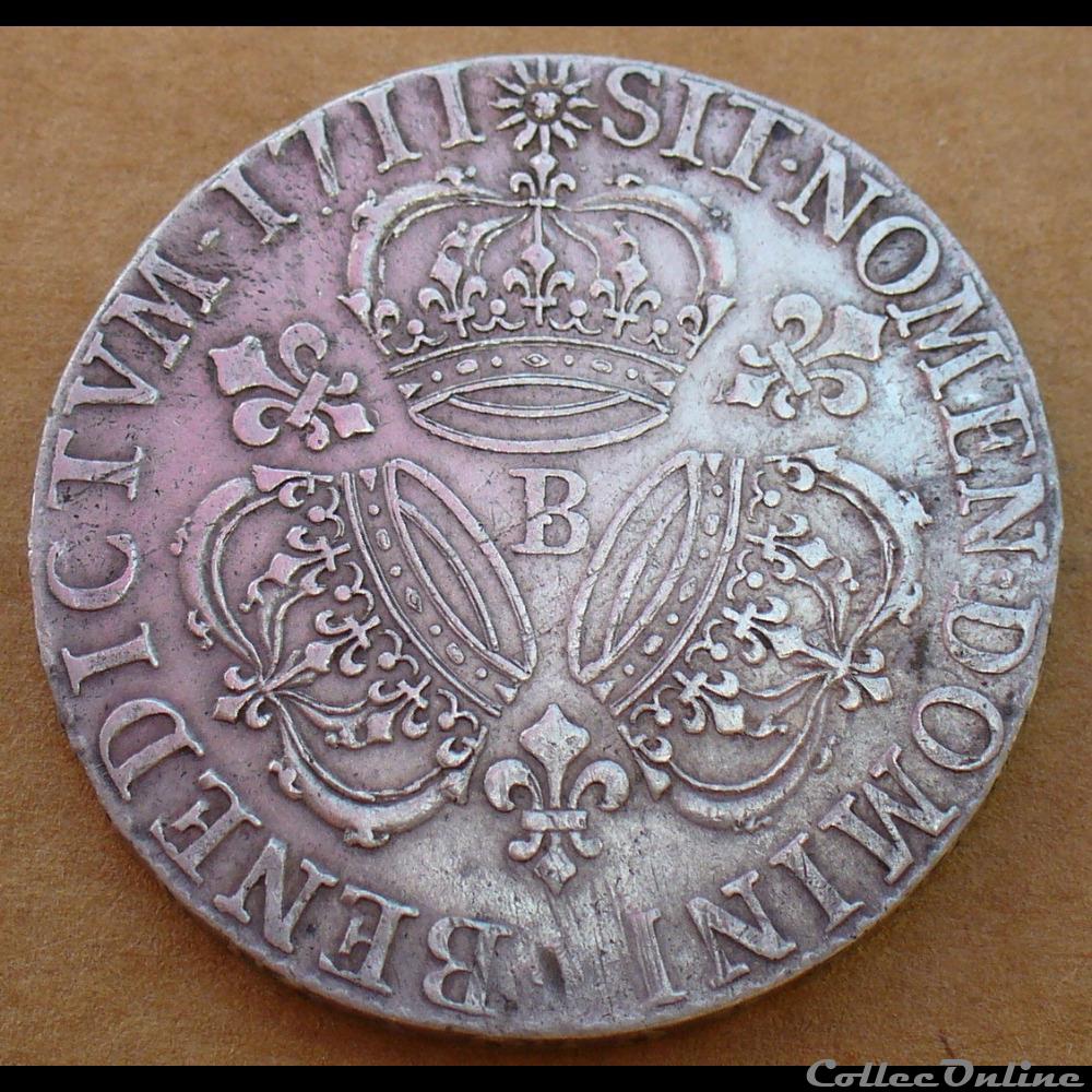 1711 - Ecu aux 3 couronnes monnaies europe medievale france royales 1711 ecu aux 3 couronnes