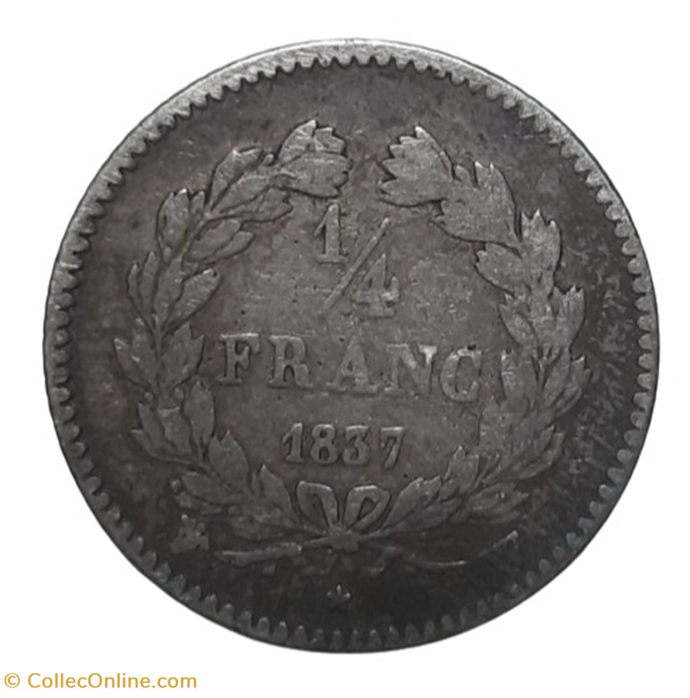 1837 W - 1/4 franc monnaies monde france 1837 w 1 4 franc