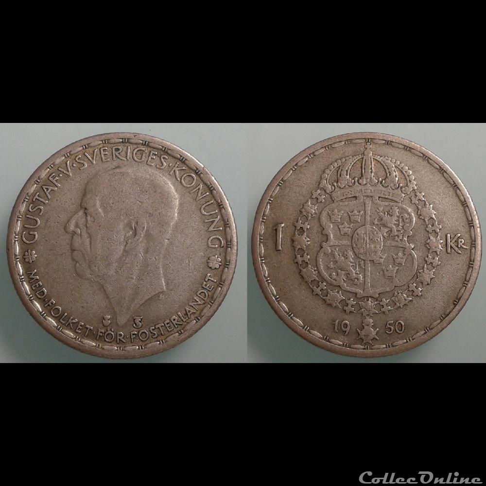 SUEDE - 1 couronne 1950 monnaie monde suede 1 couronne 1950