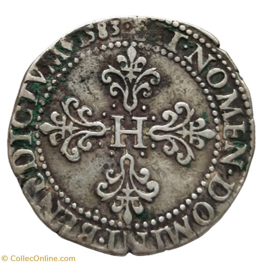 1583 - Franc au col plat monnaies europe medievale france royales 1583 franc au col plat