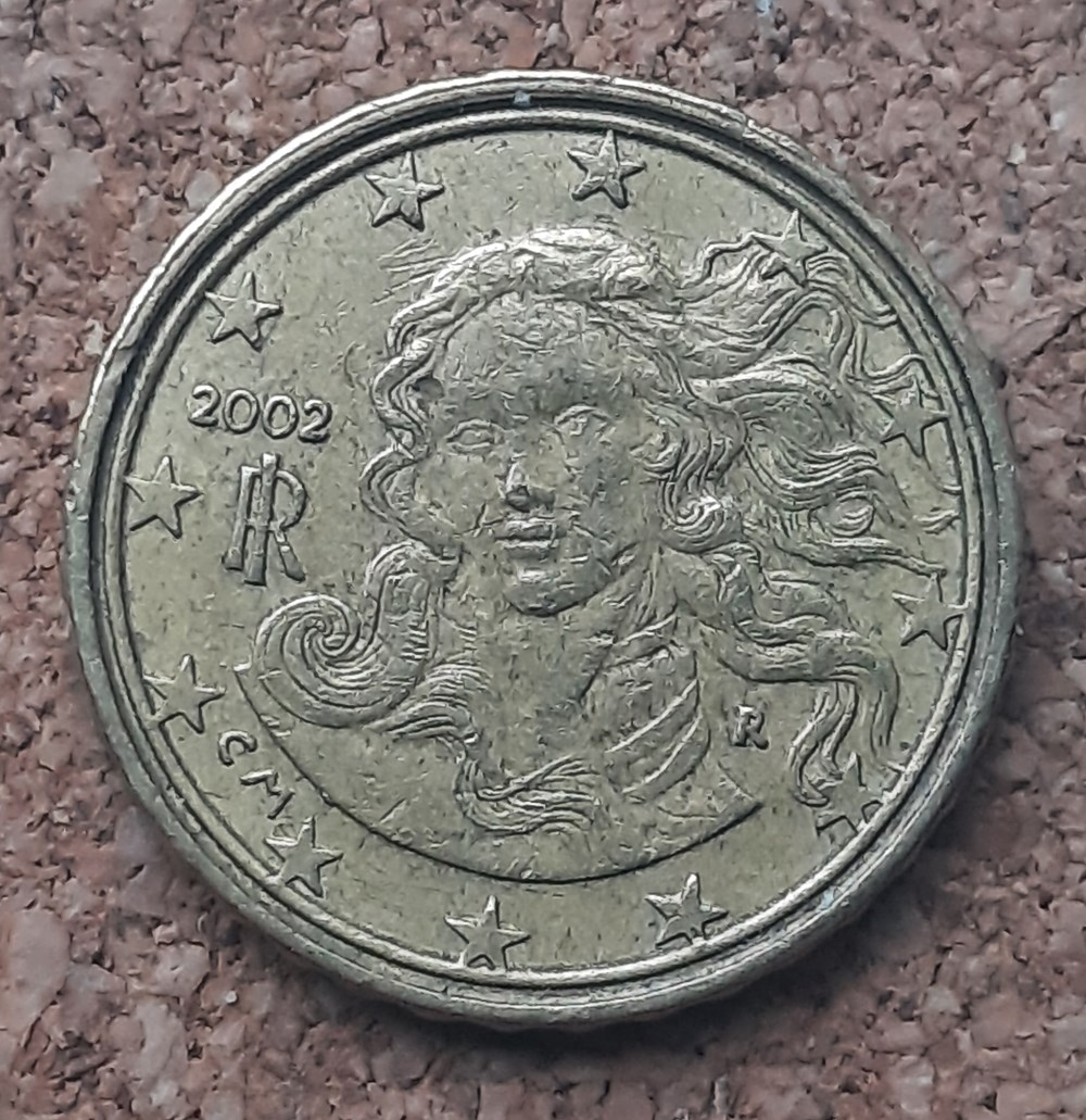 Italie - 10 cents 2002 - double listel avers/revers monnaies euros italie 10 cents 2002 double listel avers revers