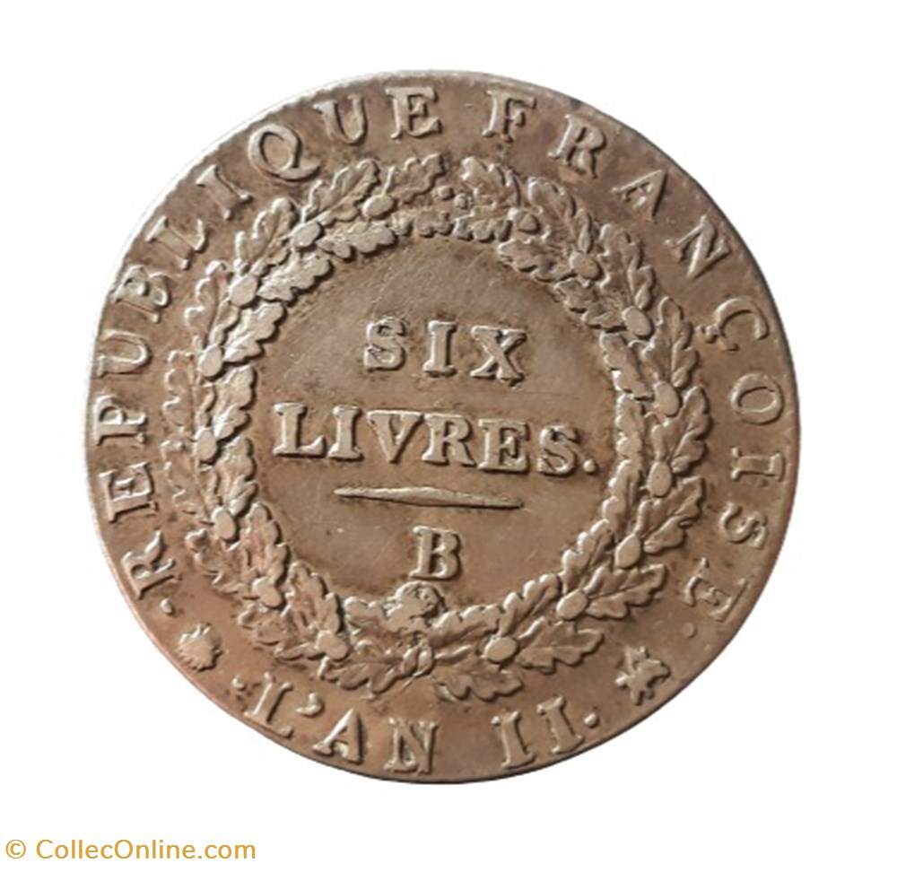 monnaies europe medievale france royales 1793 ecu de 6 livres francoise