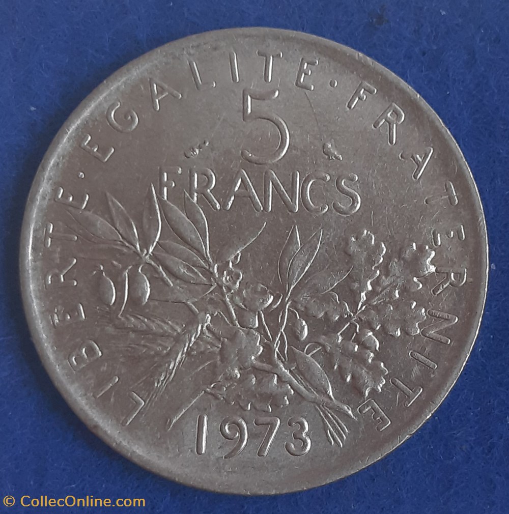 1973 - 5 francs monnaies monde france 1973 5 francs