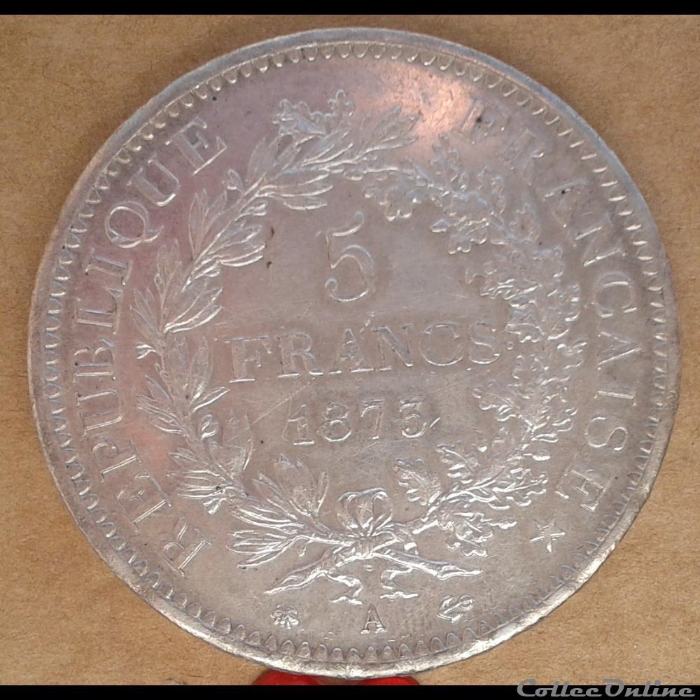 1873 A - 5 Francs monnaies france 1873 a 5 francs