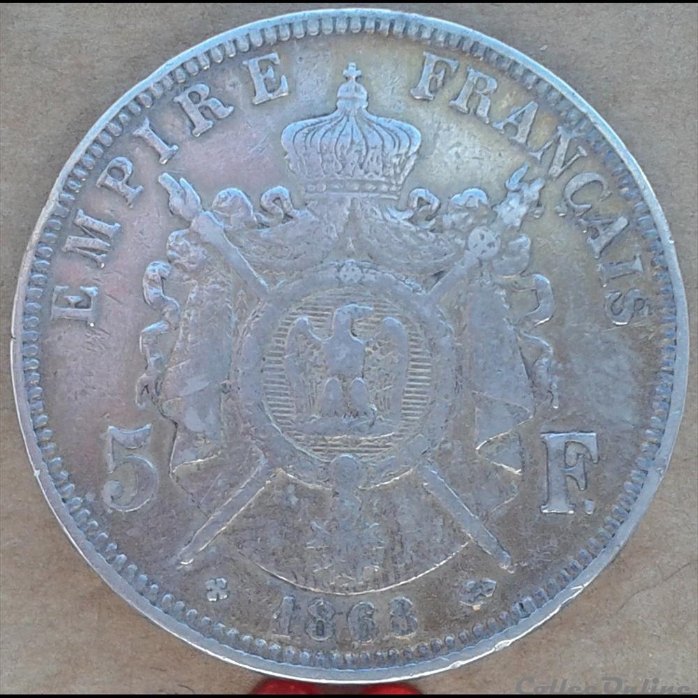 monnaies monde france 1868 bb 5 francs