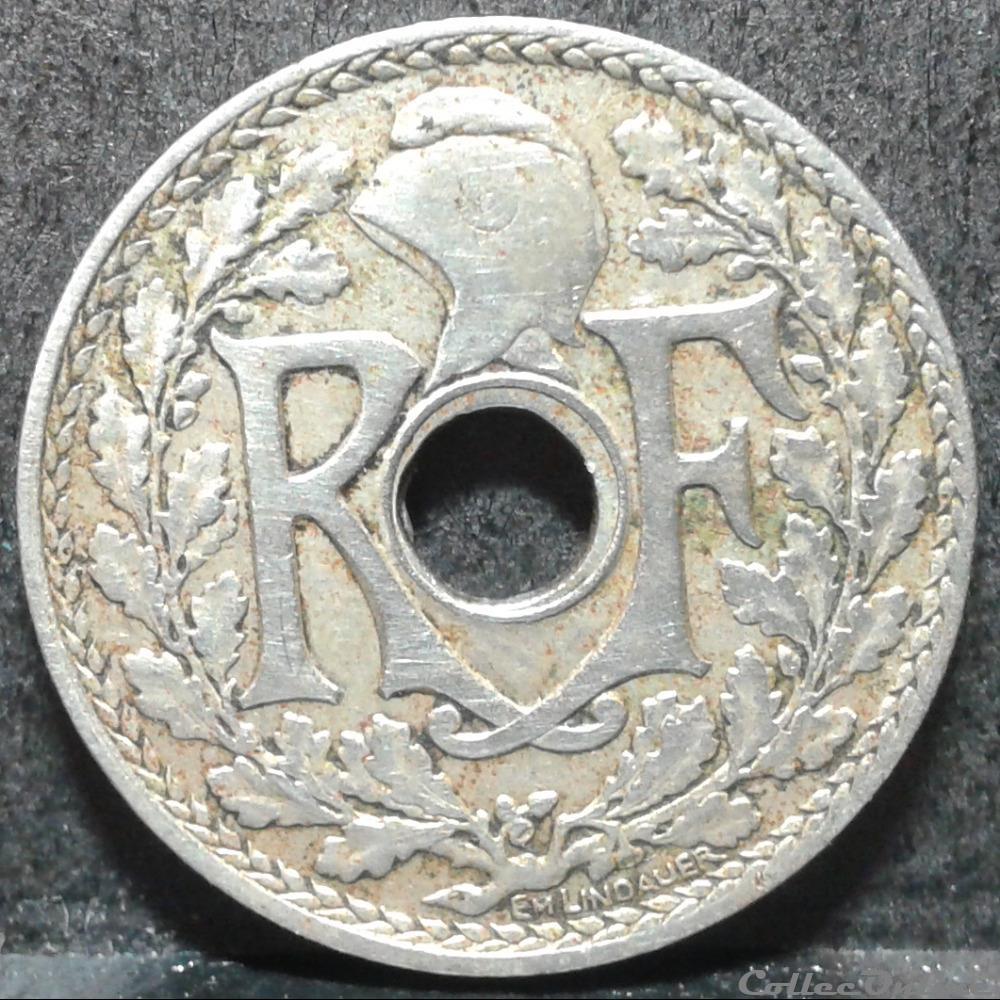 1920 - petit trou monnaie france moderne 1920 petit trou