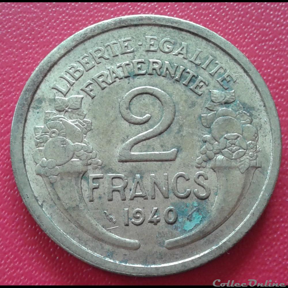 1940 - 2 francs monnaies monde france 1940 2 francs