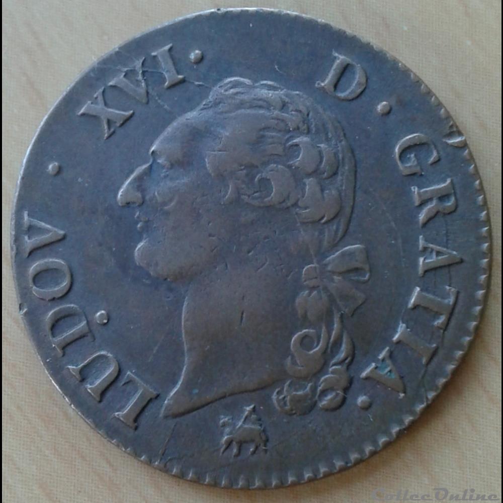 1791 - Sol à l'écu monnaies europe medievale france royales 1791 sol a ecu