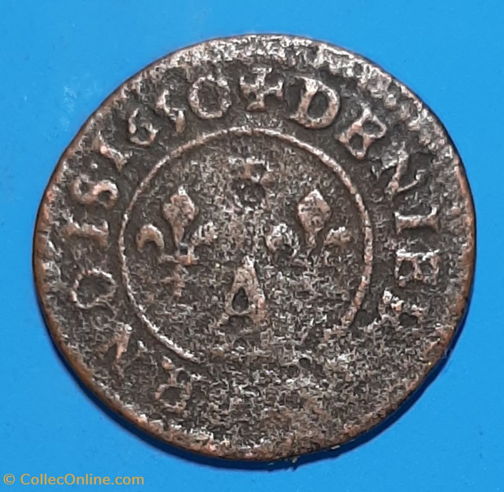 1650 (2) - Denier tournois monnaie 1650 2 denier tournois
