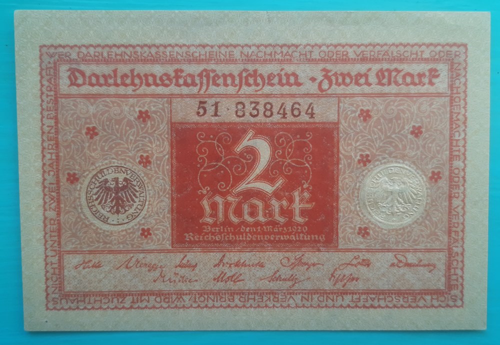 Allemagne - 2 mark 1920 (bis) billets europe allemagne 2 mark 1920 bis