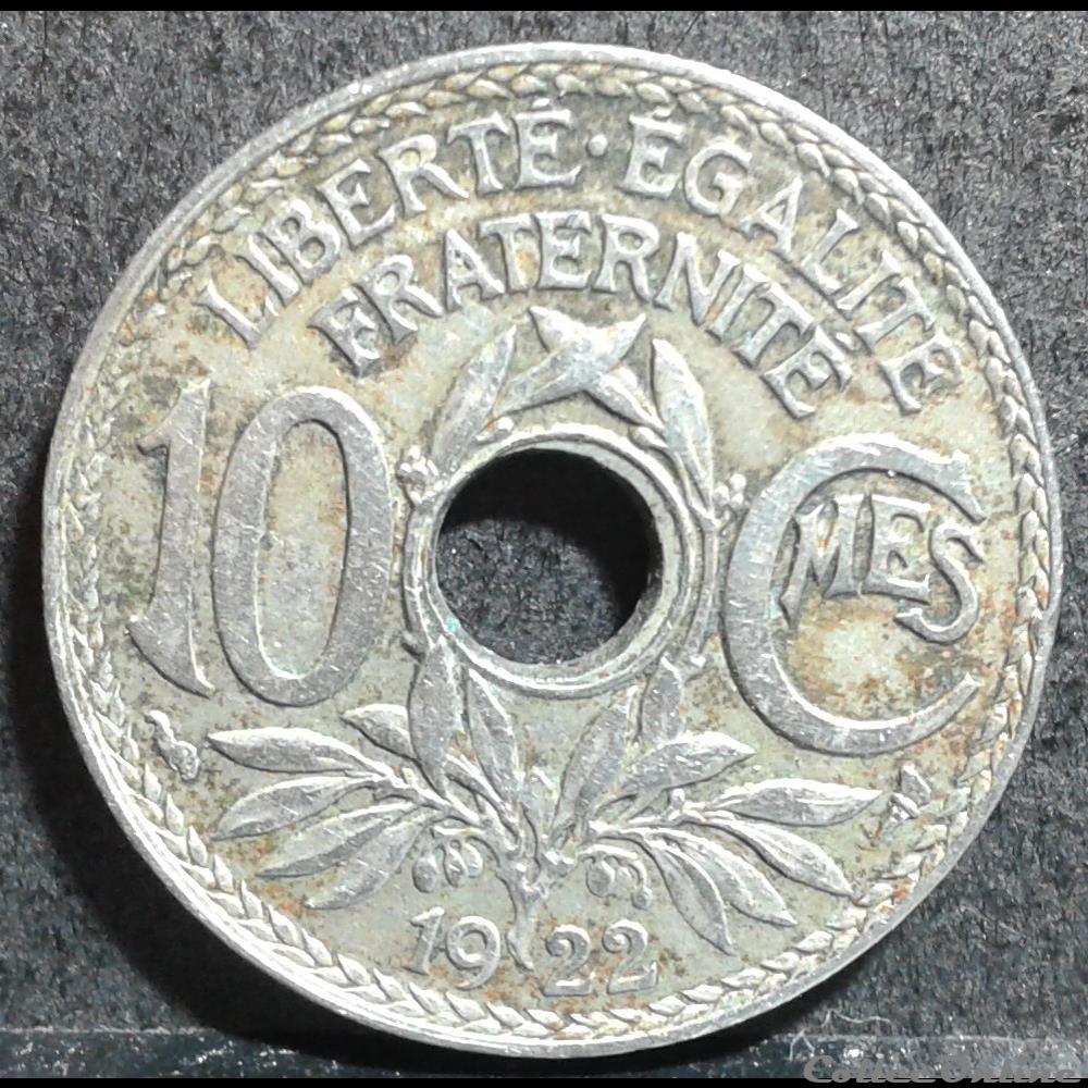 1922 - petit trou monnaie france moderne 1922 petit trou