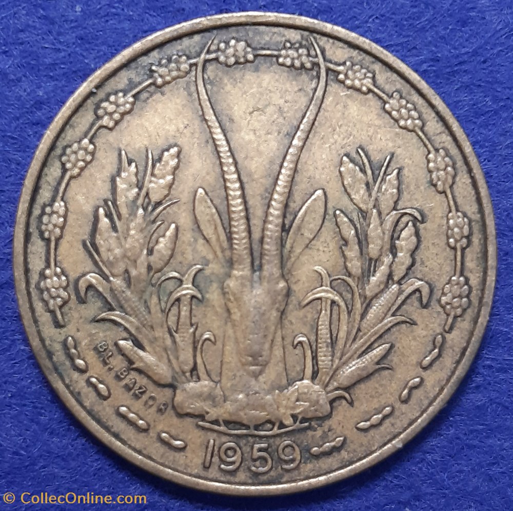 États Afrique de l'Ouest - 10 francs 1959 - fauté monnaies monde l etats afrique de ouest 10 francs 1959 faute