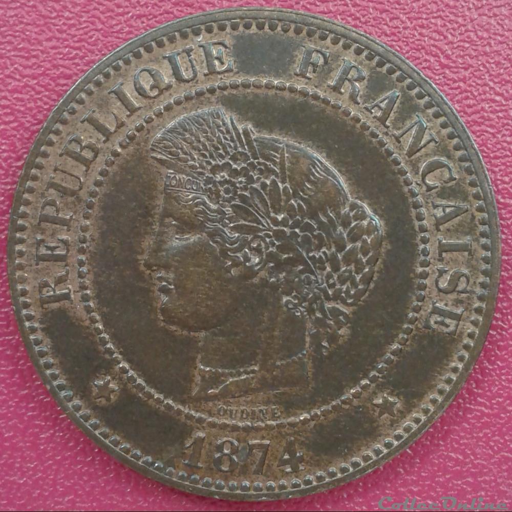 1874 A - 5 centimes monnaies monde france 1874 a 5 centimes
