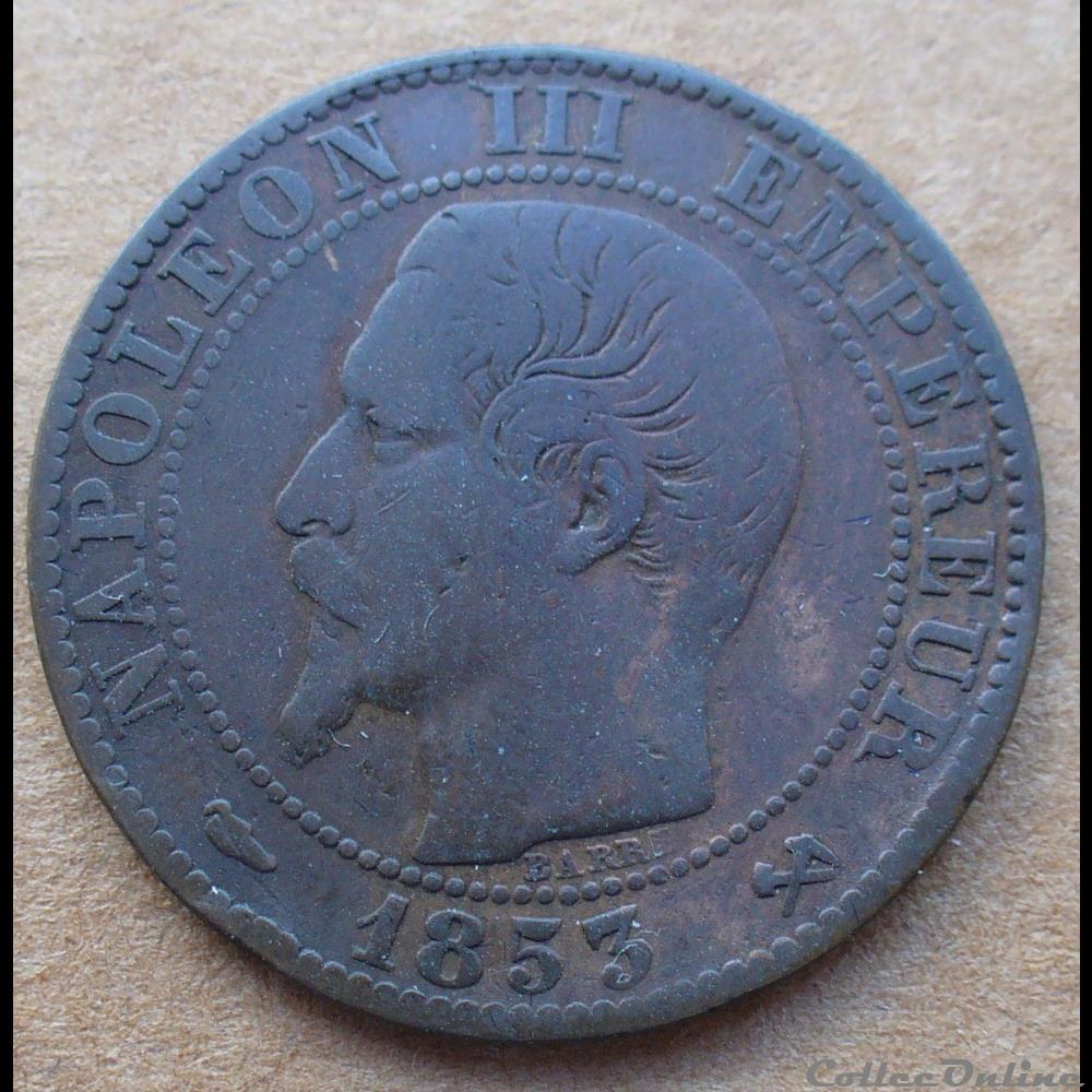 1853 - 5 centimes monnaies monde france 1853 5 centimes