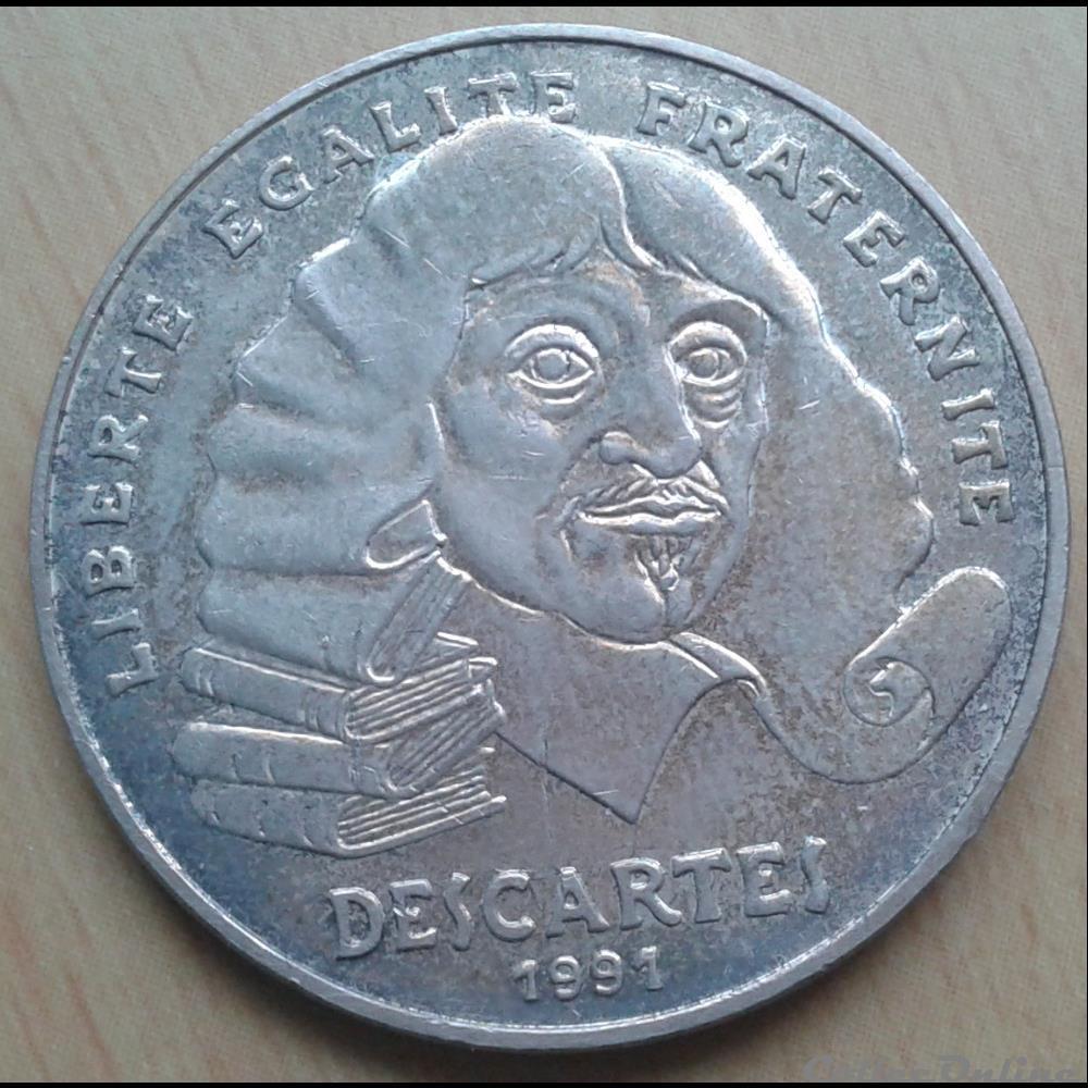 monnaies france modernes 1991 100 francs descartes