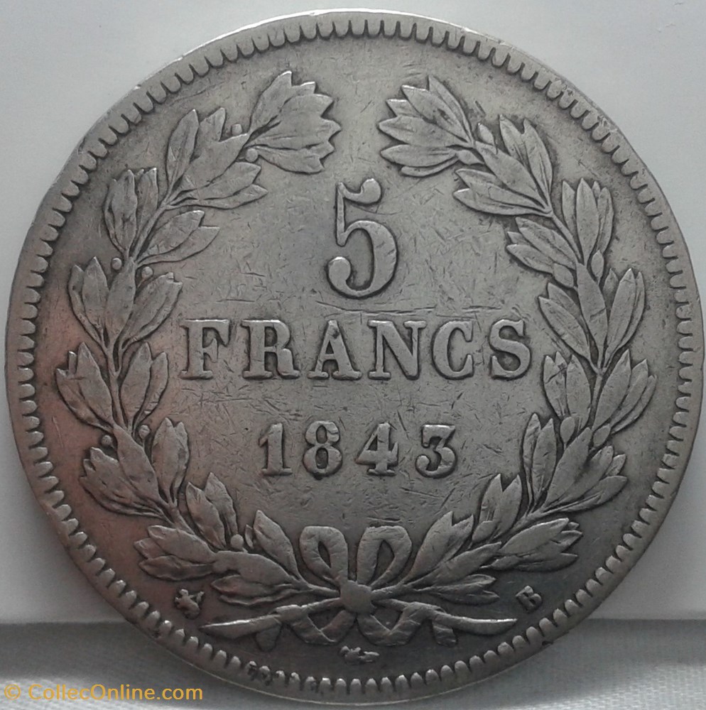 monnaies monde france 1843 5 francs